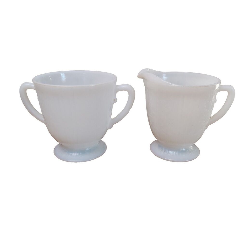 Creamer Sugar Set American Sweetheart Macbeth Evans Monax Vintage Glass